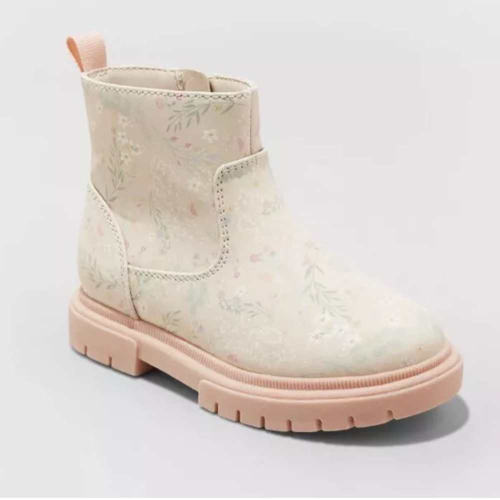 Cat & Jack - Floral Pink Kids Boots - Toddler Size 9